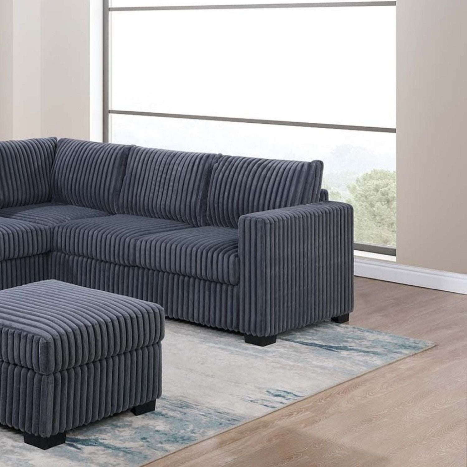 Contemporary Sectional Set With Ottoman Home Essentials
