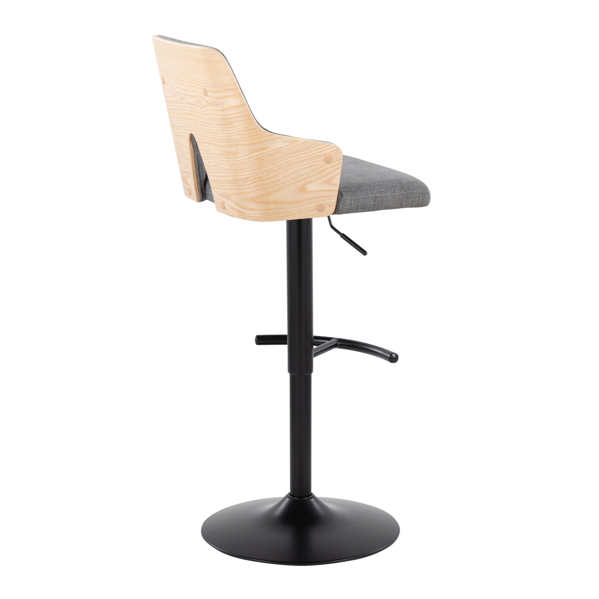 Stella - Contemporary Adjustable Barstool Stool With Swivel And Rounded T Footrest (Set of 2) Lumi Source