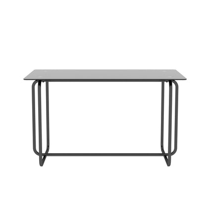 Rectangle Dining Table With Metal Frame, Tempered Glass Dining Table For Kitchen Room - Black