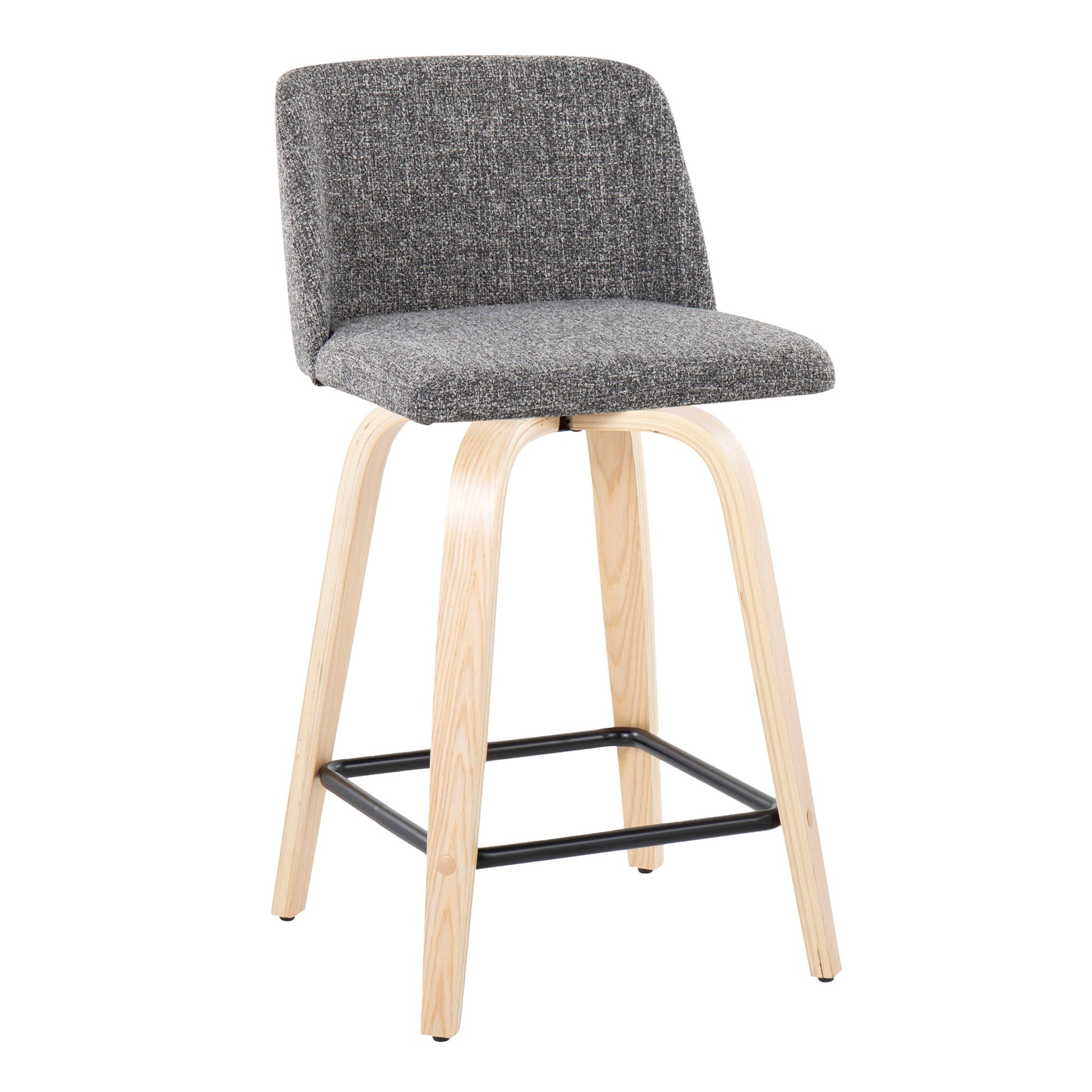 Toriano - Contemporary Modern Design Fixed Height Counter Stool With Swivel With Square Footrest (Set of 2) Lumi Source