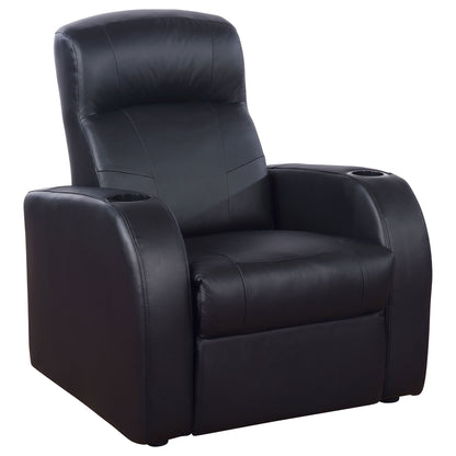 Greenfield - 4 Seater Home Theater With Wedge Console Recliners With Built In Storage And Cup Holders - Black Furniture Max