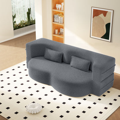 Modern Floor Sofa With 2 Pillows, Twin Size For Living Room Home Essentials