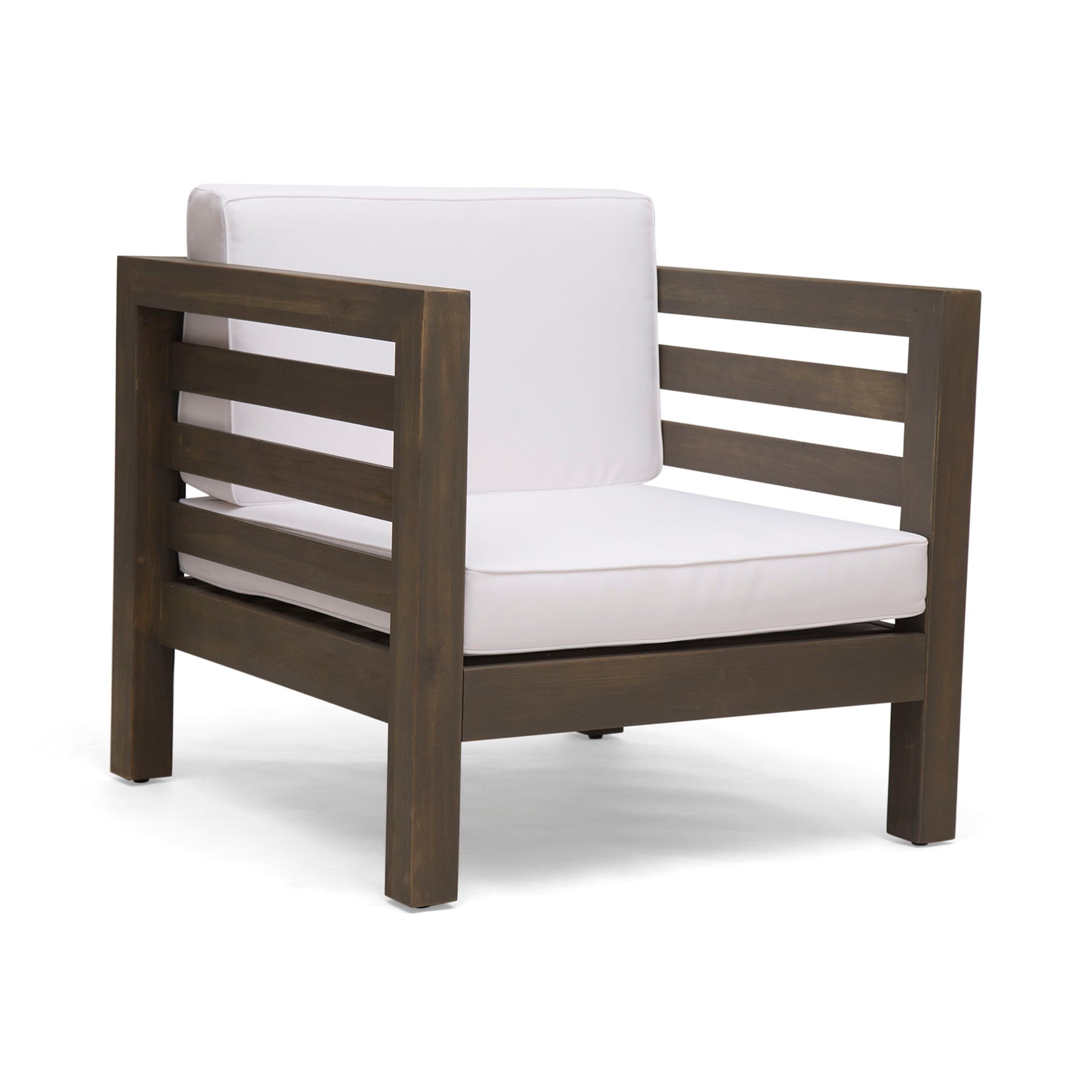 Outdoor Acacia Wood Patio Chair With Fabric Cushion Noble House