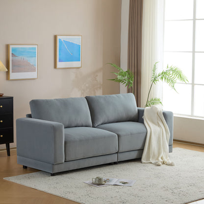 Modern Square Arm Sofa With Soft Fabric Upholstery, Deep Cushions Noble House