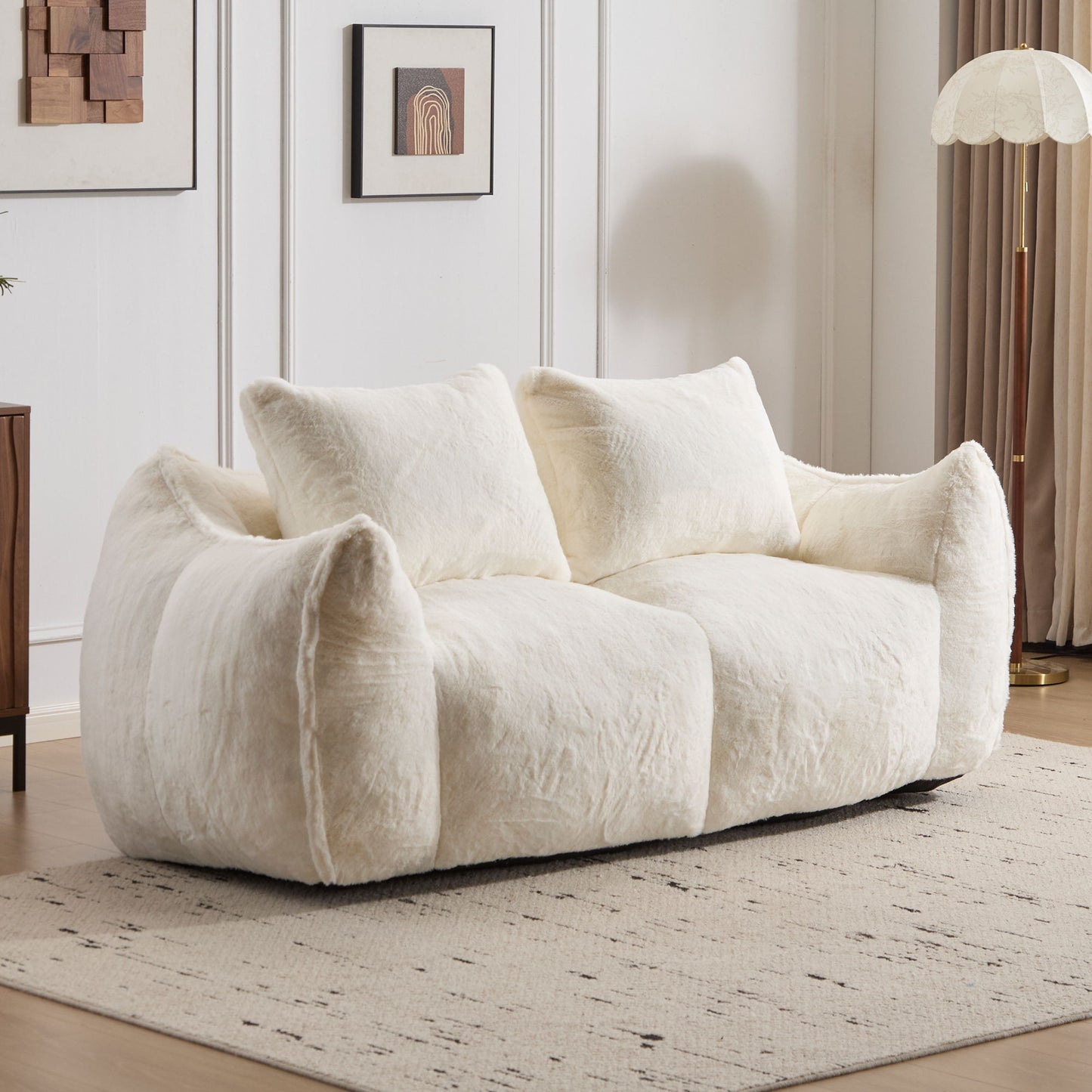 Giant Bean Bag Couch, Ultra Soft Fluffy Loveseat For Living Room Home Essentials
