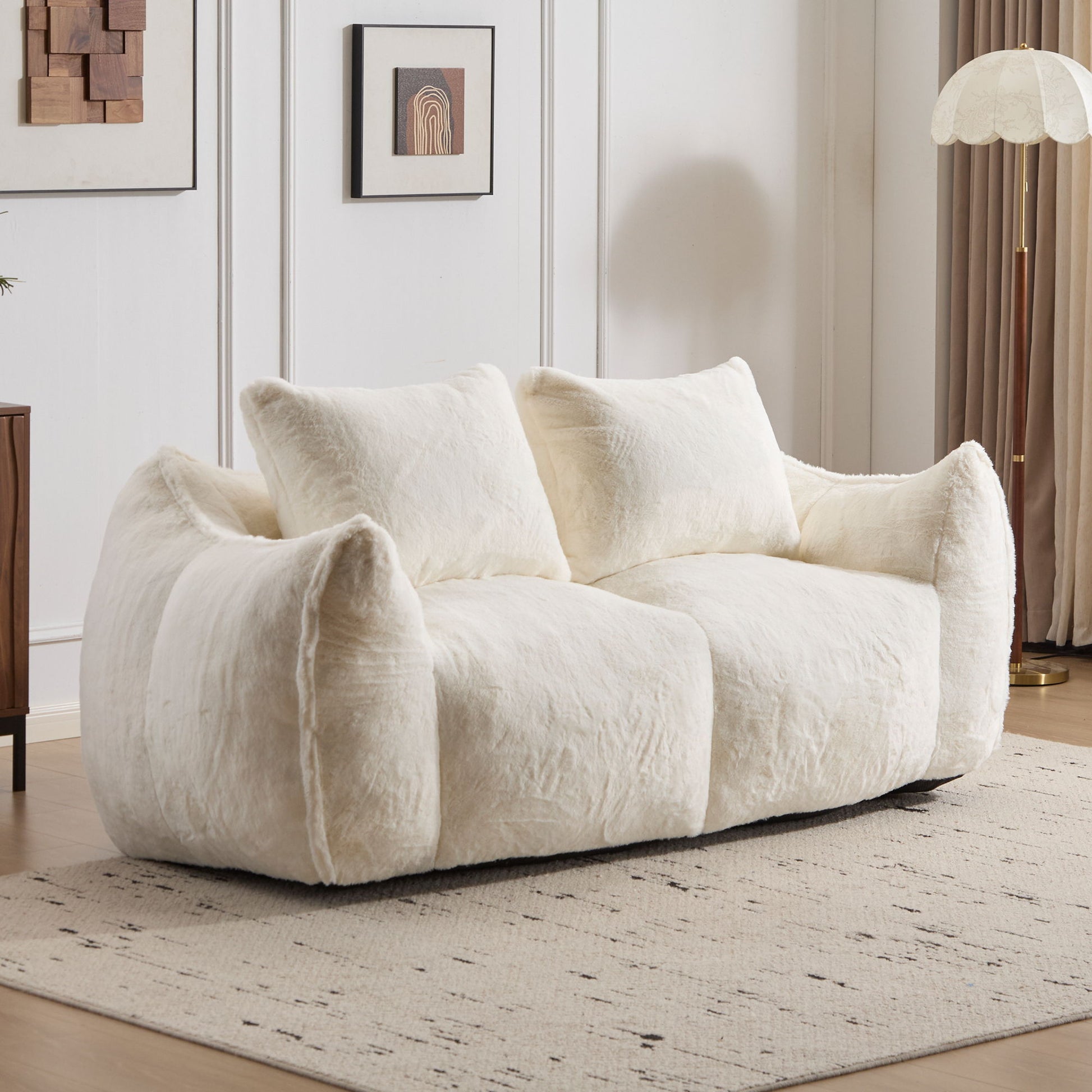 Giant Bean Bag Couch, Ultra Soft Fluffy Loveseat For Living Room Home Essentials