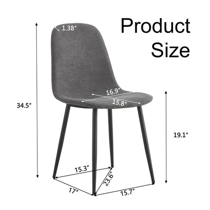 Modern Medieval Style Cushioned Side Chairs Set With Black Metal Legs For Kitchens Home Essentials