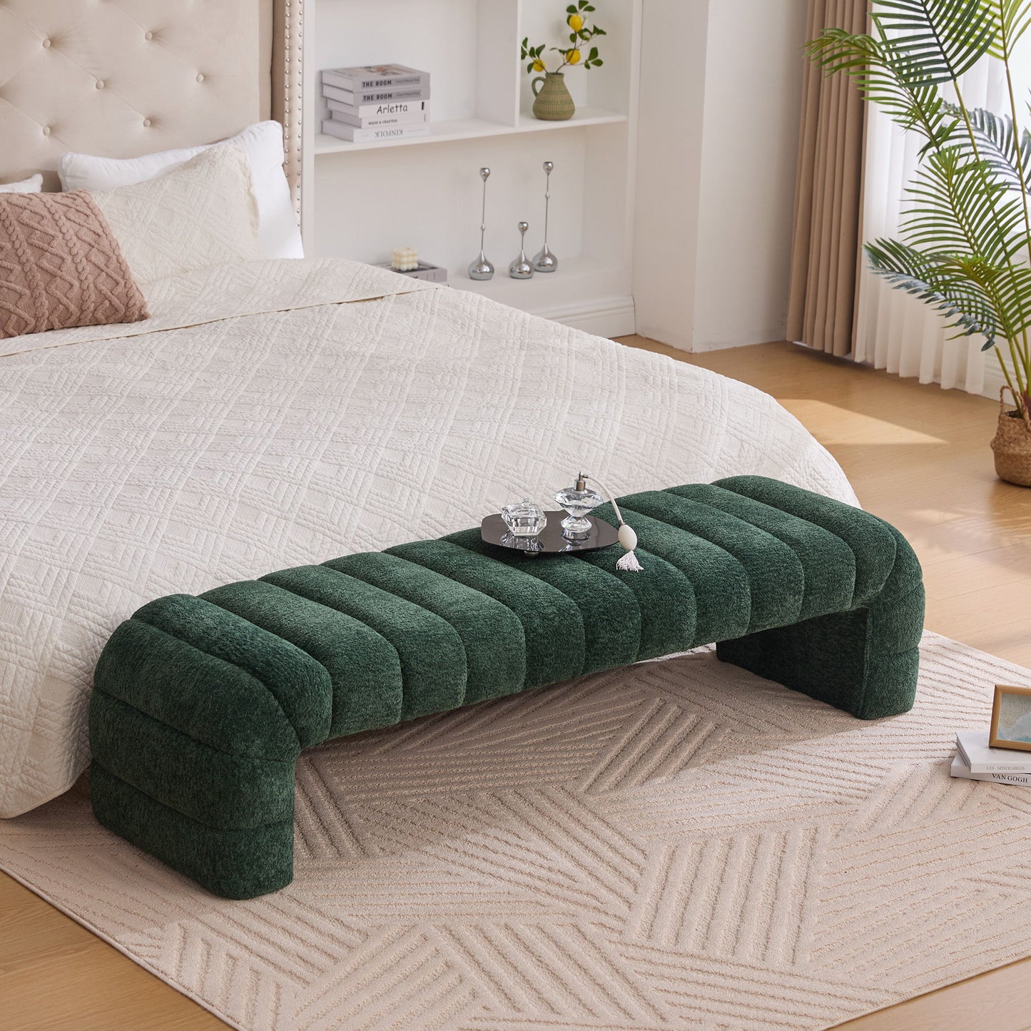 Modern Upholstered Armless Bed Bench With Channel Tufted Design - Snoozhouse