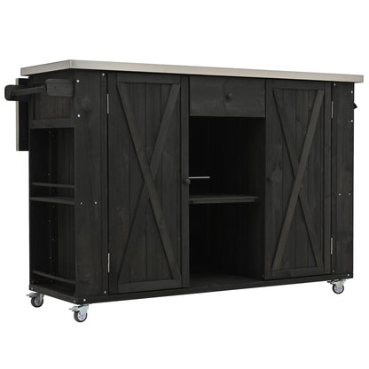 Outdoor Kitchen Island With Stainless Steel Top, Ample Storage Space, Towel And Spice Racks And A Bottle Opener Hearth and Haven