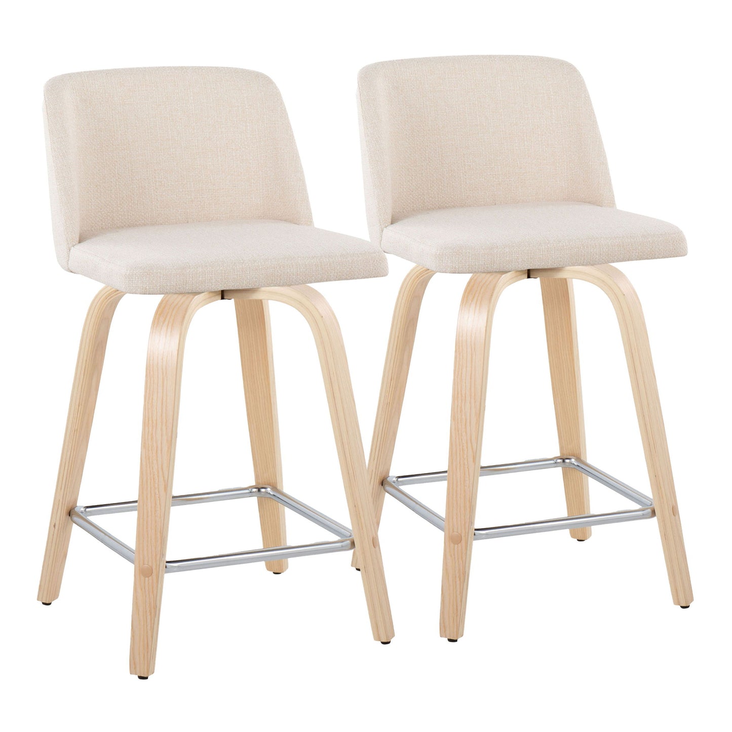 Toriano - Contemporary Fixed Height Counter Stool With Swivel With Square Footrest (Set of 2) Lumi Source