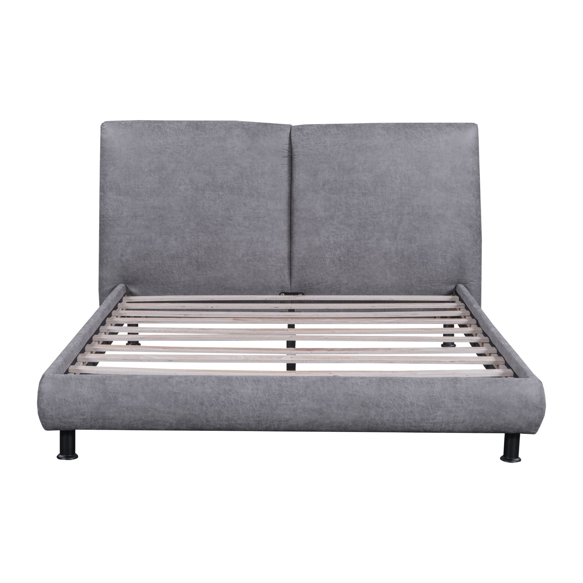 Upholstered Platform Bed With 2 Large Headrests And Thick Halcyon Home