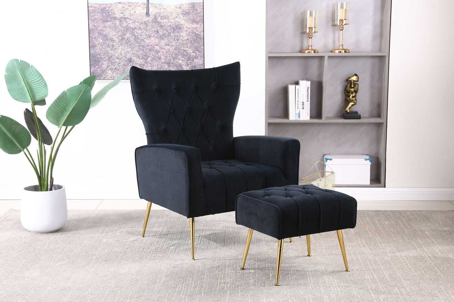 Modern Accent Chair With Ottoman, Comfy Armchair For Living Room - Snoozhouse