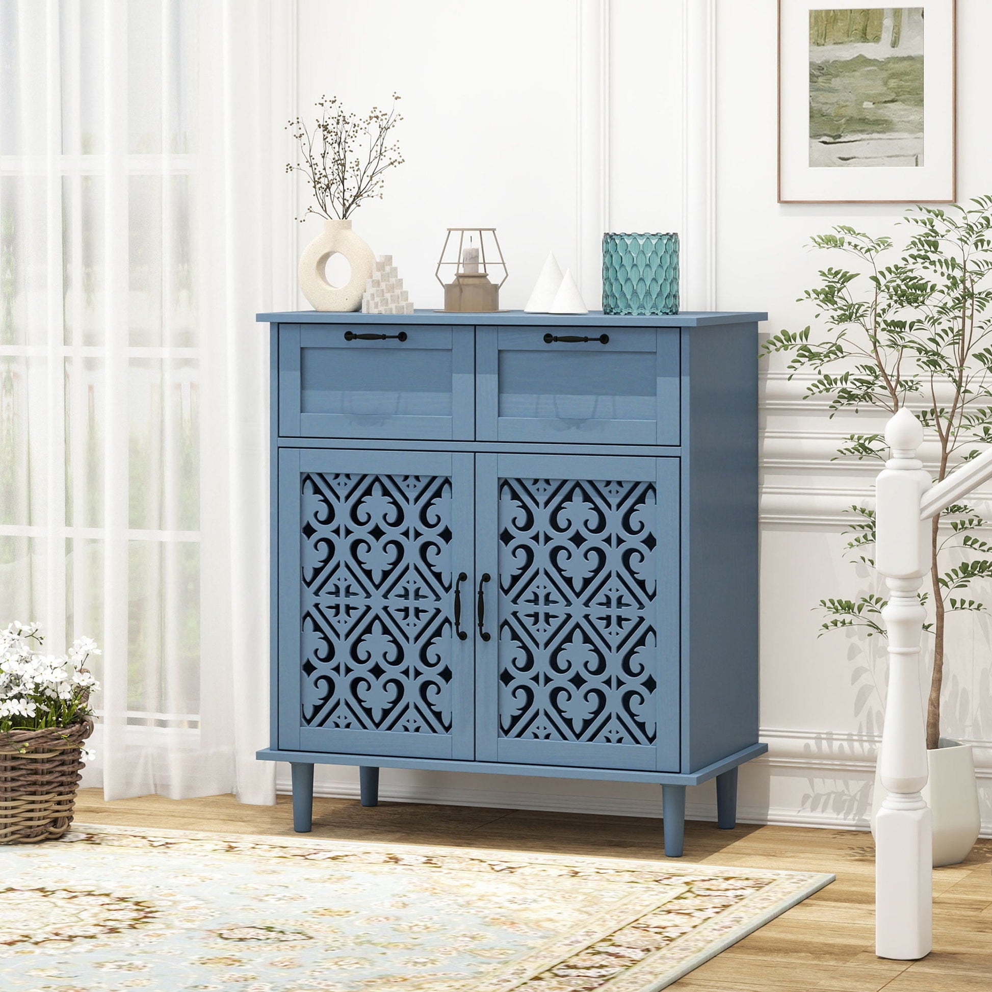 2 Door 2 Drawer Elegant Cabinet Home Essentials
