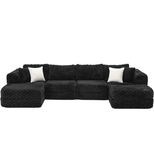 Modular Sectional Sofa, Boneless Couch With 2 Movable Ottomans Hearth and Haven