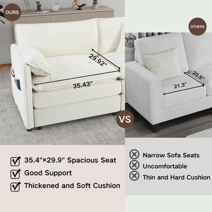 Modern Oversized Chenille Loveseat Sofa With Deep Seat And Diy Combination Home Essentials