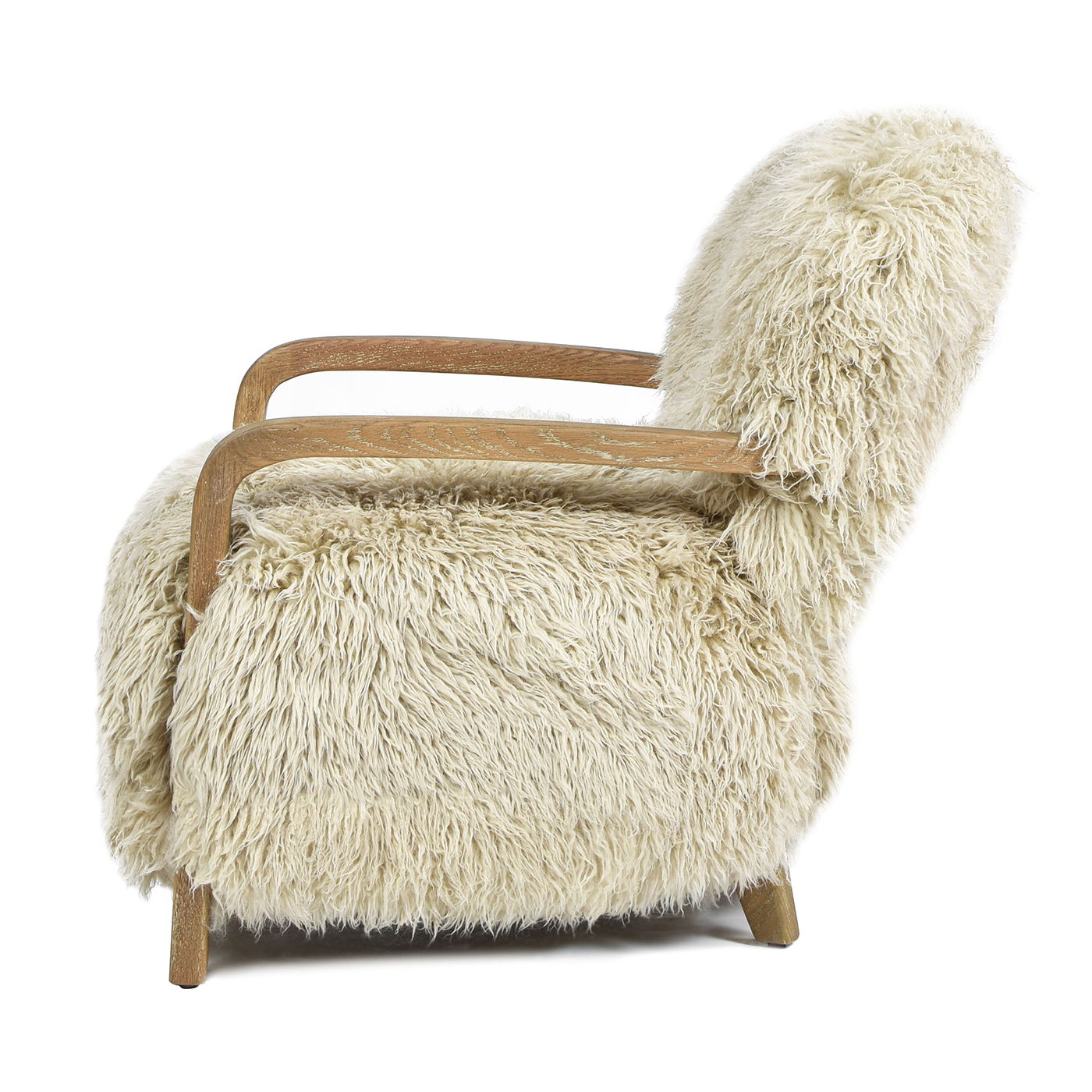 Enchante - New Zealand Sheepskin Accent Arm Chair - Taupe / Natural Jennifer Taylor Home