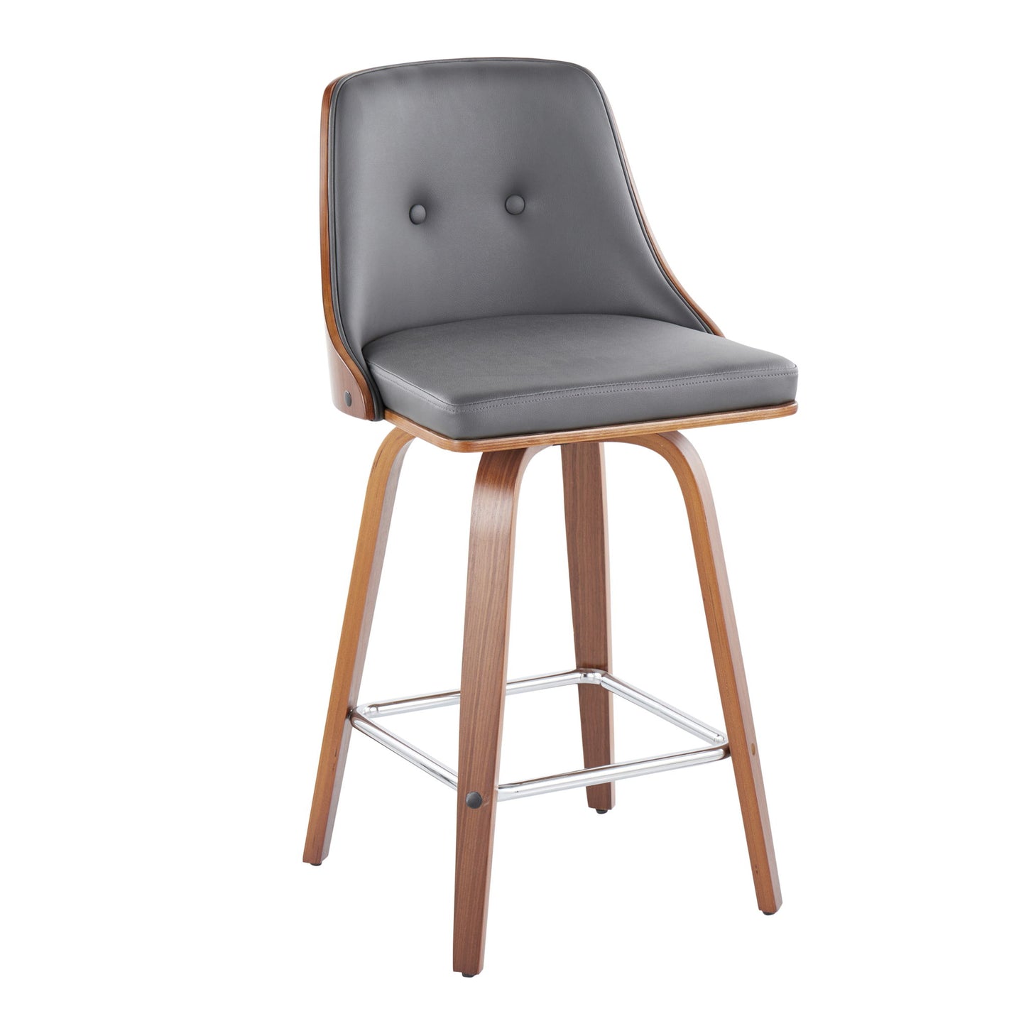 Gianna - Mid Century Modern Fixed Height Counter Stool With Swivel With Square Footrest (Set of 2) Lumi Source