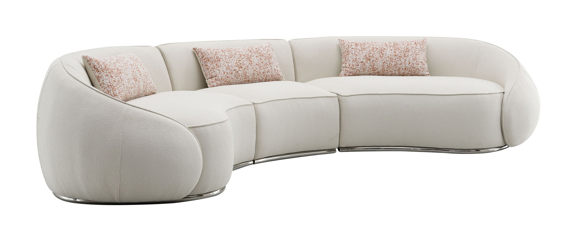 Sahara - Boucle Sectional Sofa With 3 Pillows - Beige Acme