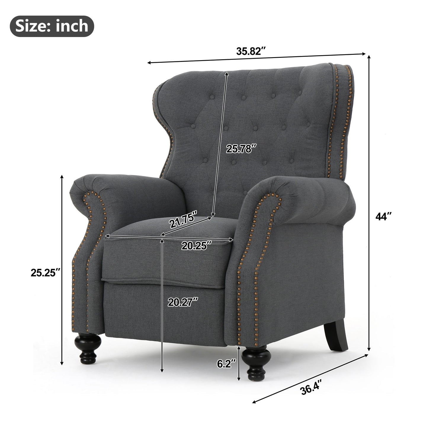 Modern Manual Push Back Recliner Chair Noble House