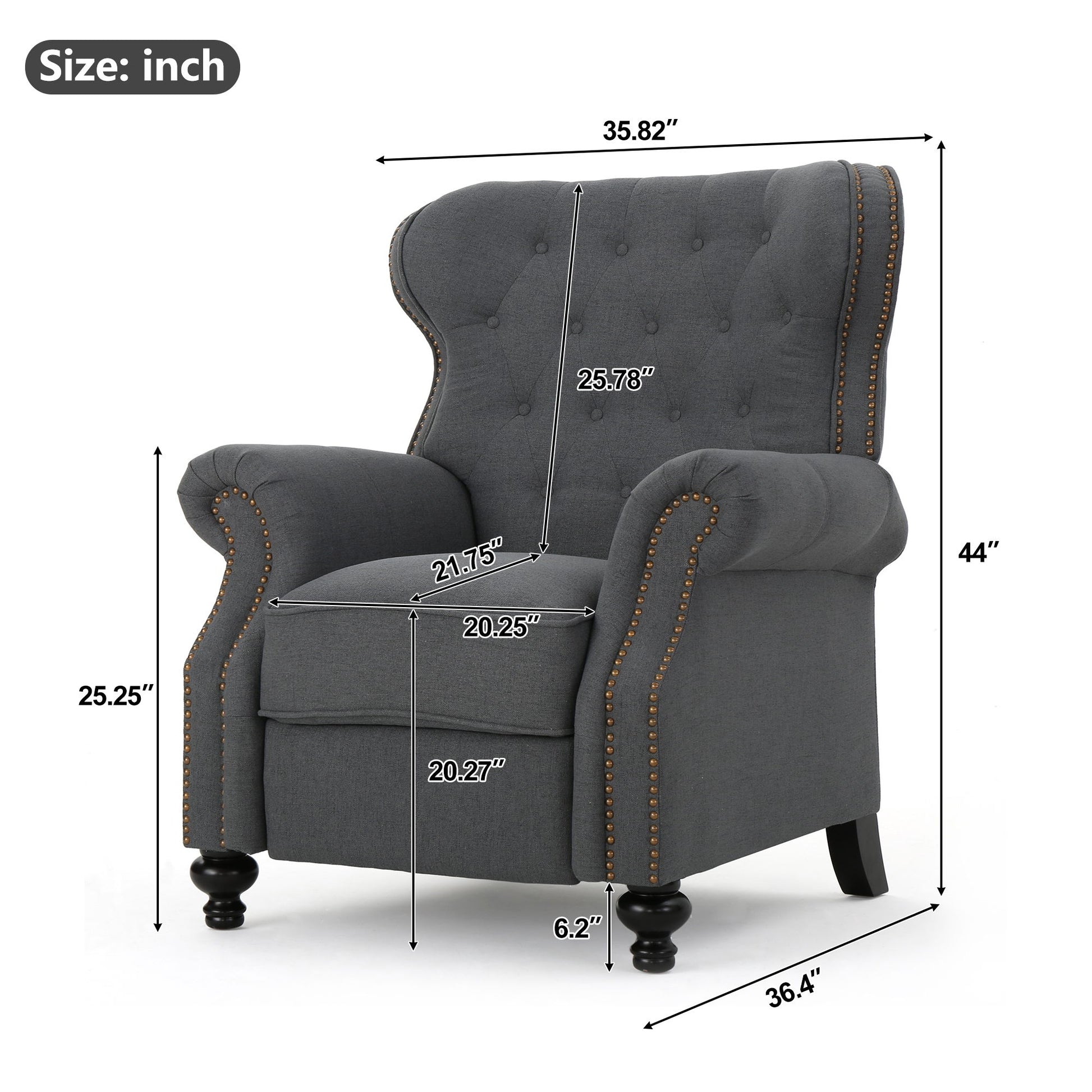 Modern Manual Push Back Recliner Chair Noble House