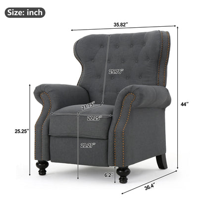 Modern Manual Push Back Recliner Chair Noble House