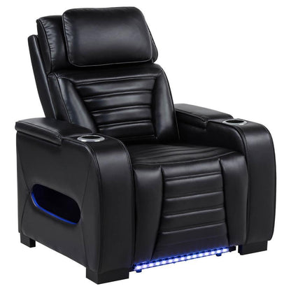 Zuma - Faux Leather Upholstered Dual Power LED Recliner - Black Coaster Fine Furniture
