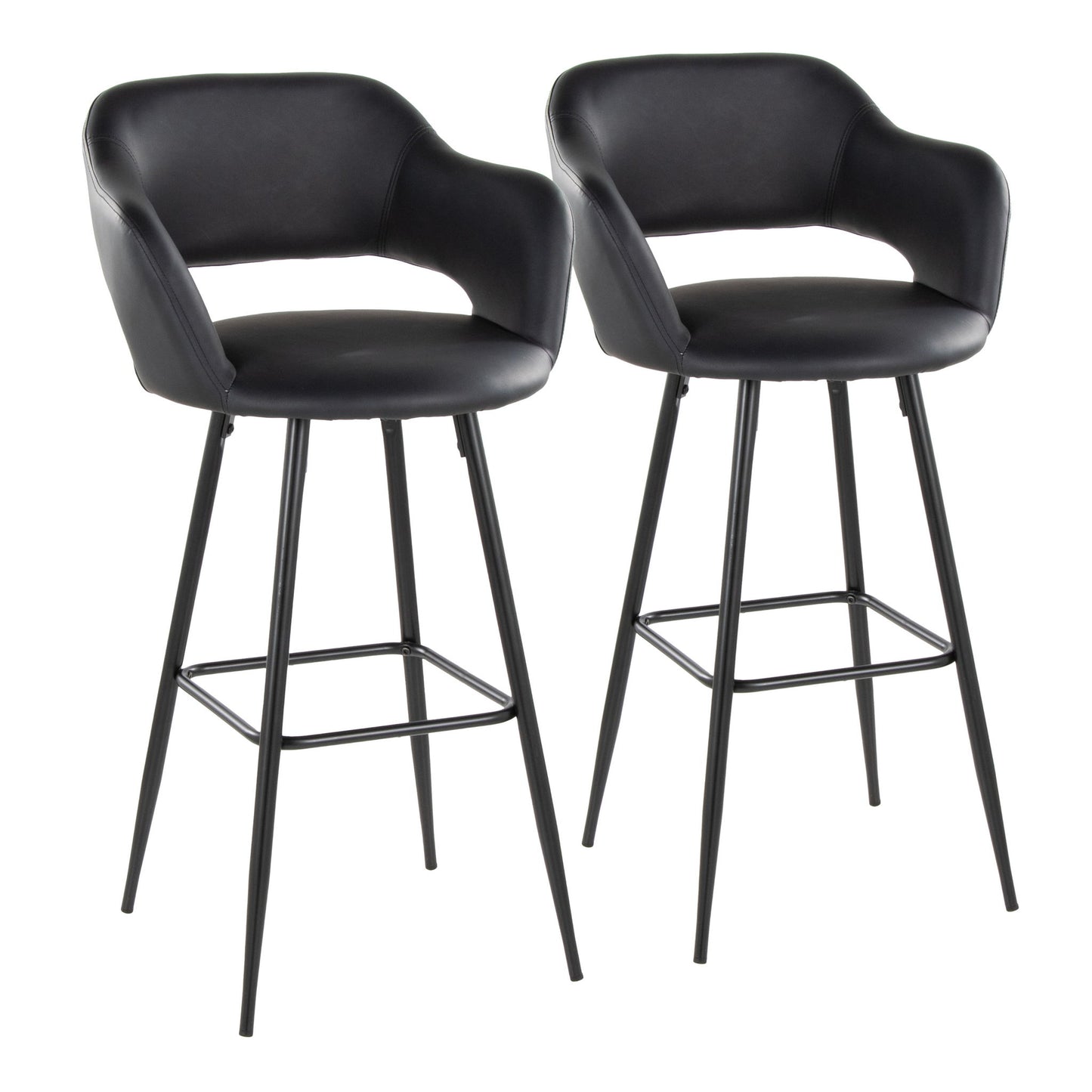 Margarite - Contemporary Fixed Height BarStool With Square Footrest (Set of 2) Lumi Source