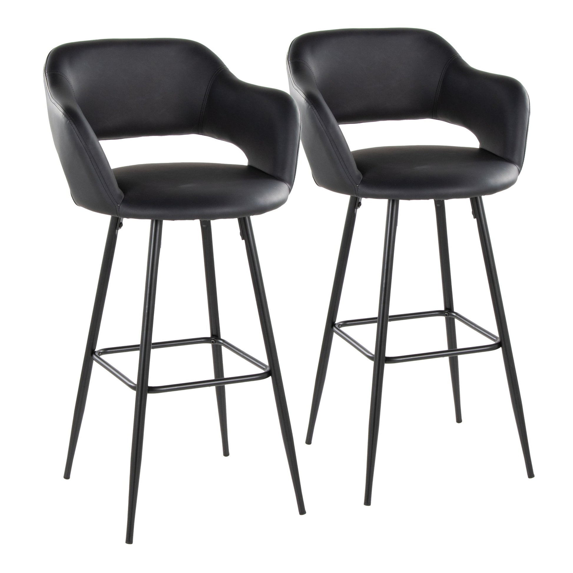 Margarite - Contemporary Fixed Height BarStool With Square Footrest (Set of 2) Lumi Source