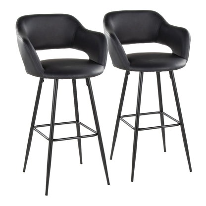 Margarite - Contemporary Fixed Height BarStool With Square Footrest (Set of 2) Lumi Source