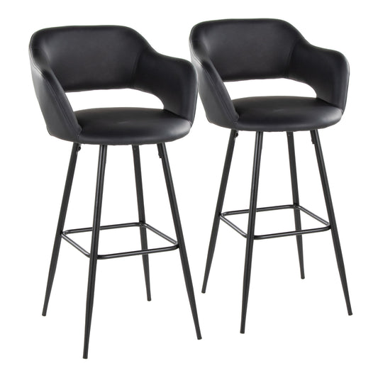Margarite - Contemporary Fixed Height BarStool With Square Footrest (Set of 2) Lumi Source