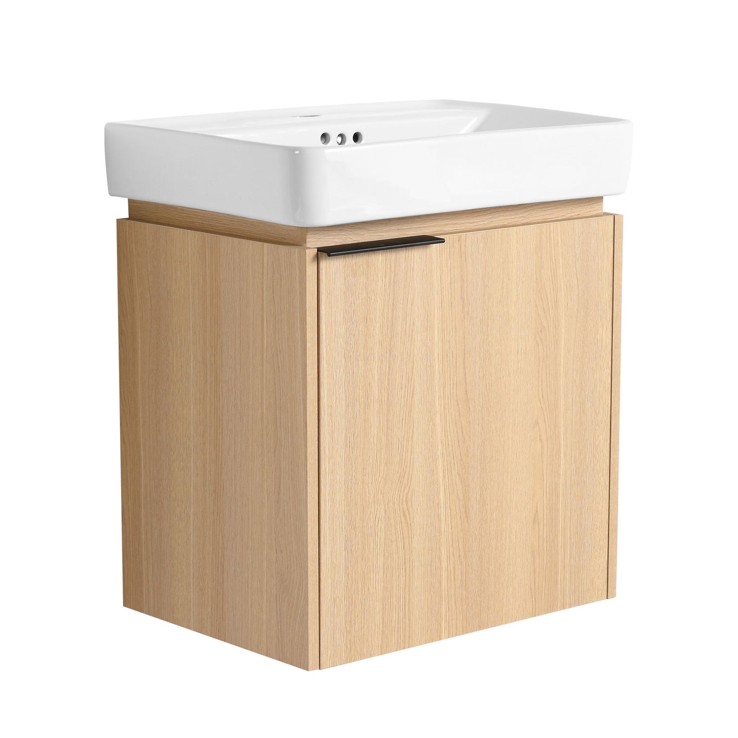 Wall Mounted Bathroom Vanity With Ceramic Sink And Storage Cabinet Home Essentials