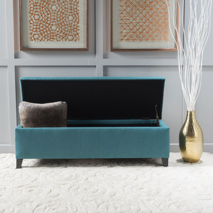 Contemporary Storage Ottoman Bench With Polyester Upholstery Noble House