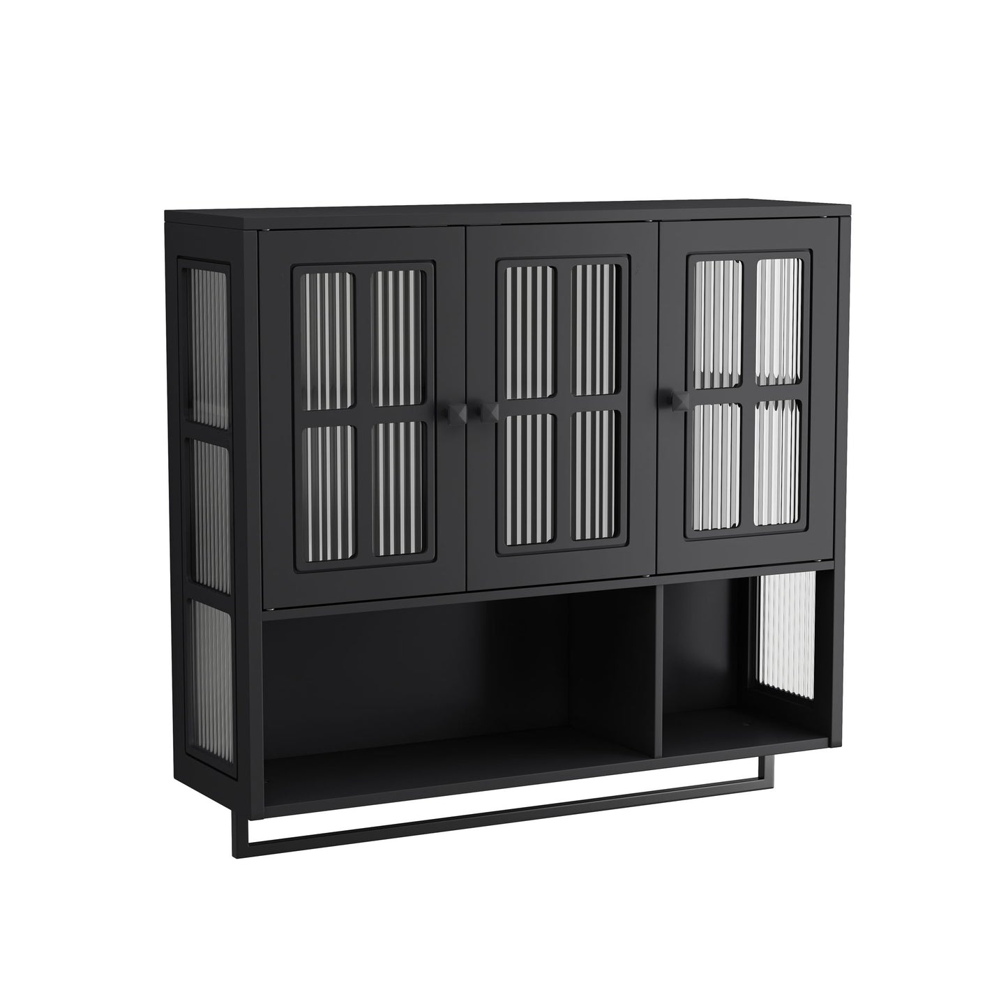 3 Door Wall Cabinet With Glass Door And Towel Bar Home Essentials
