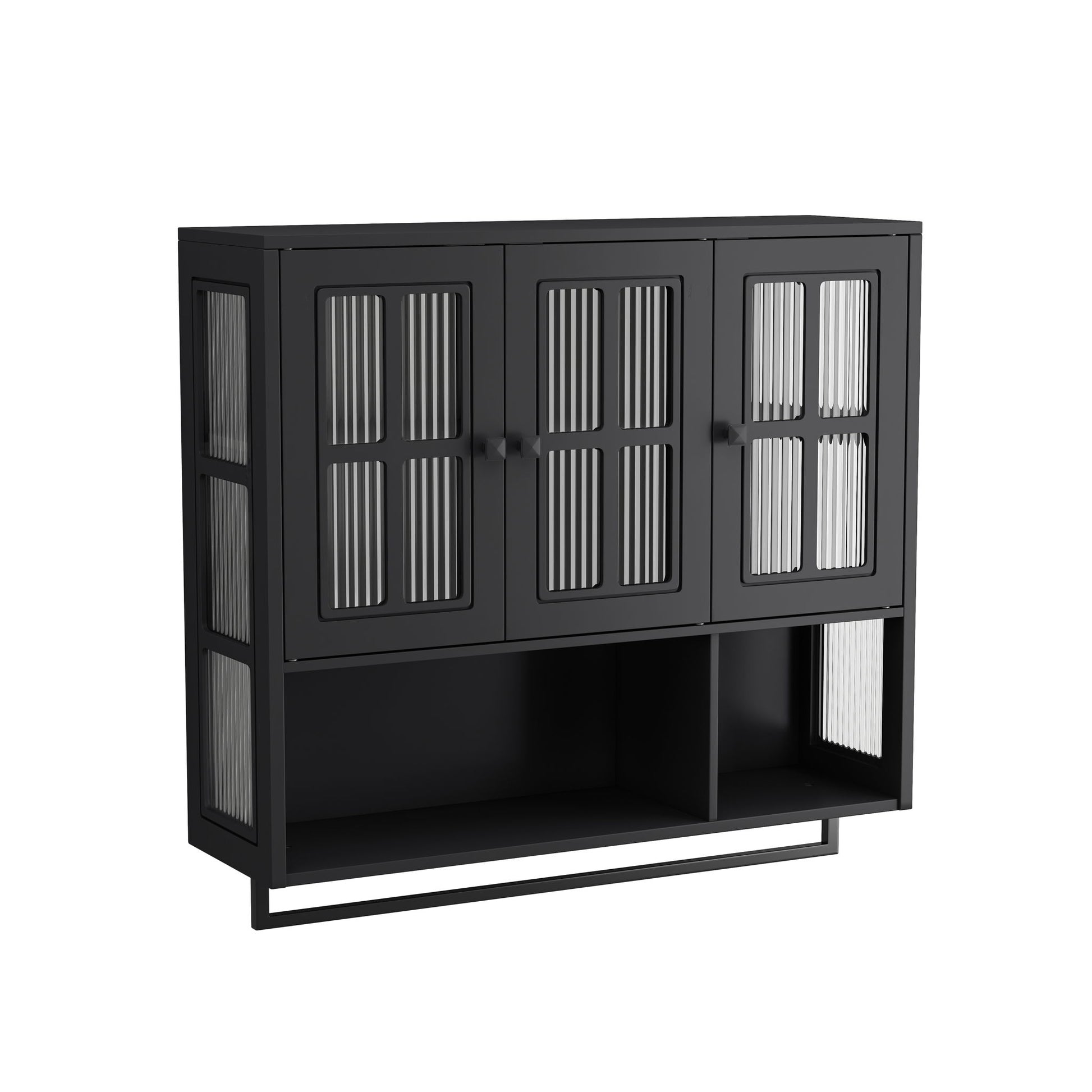 3 Door Wall Cabinet With Glass Door And Towel Bar Home Essentials