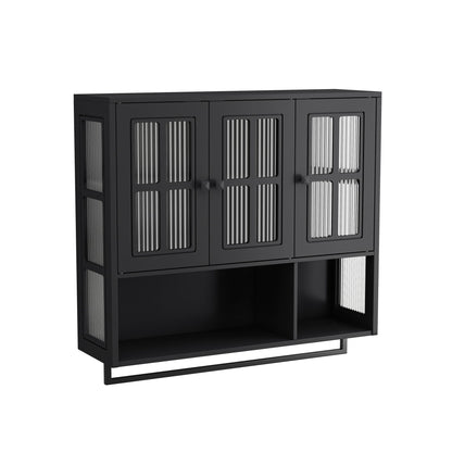 3 Door Wall Cabinet With Glass Door And Towel Bar Home Essentials