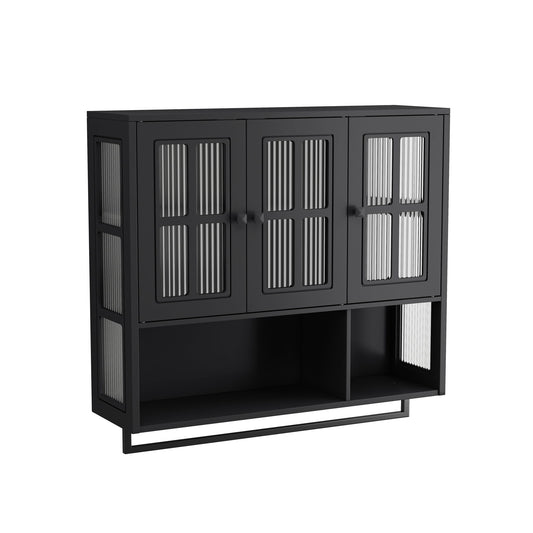 3 Door Wall Cabinet With Glass Door And Towel Bar Home Essentials