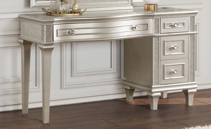 Evangeline - 4-Drawer Vanity Desk Makeup Table - Silver Oak Coaster Fine Furniture