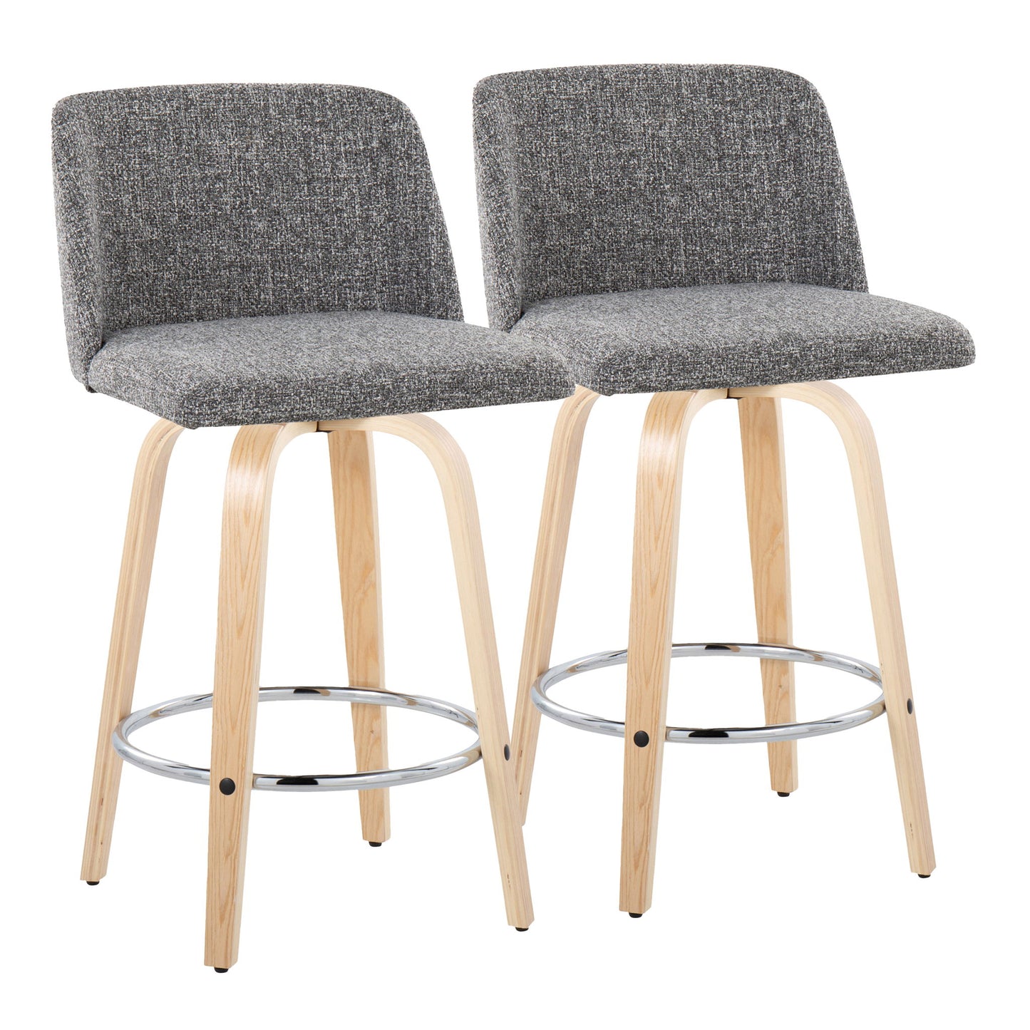 Toriano - Contemporary Fixed-Height Counter Stool With Swivel And Round Footrest (Set of 2) Lumi Source