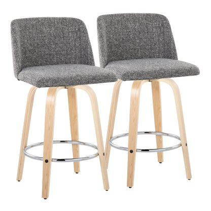 Toriano - Contemporary Fixed-Height Counter Stool With Swivel And Round Footrest (Set of 2) Lumi Source