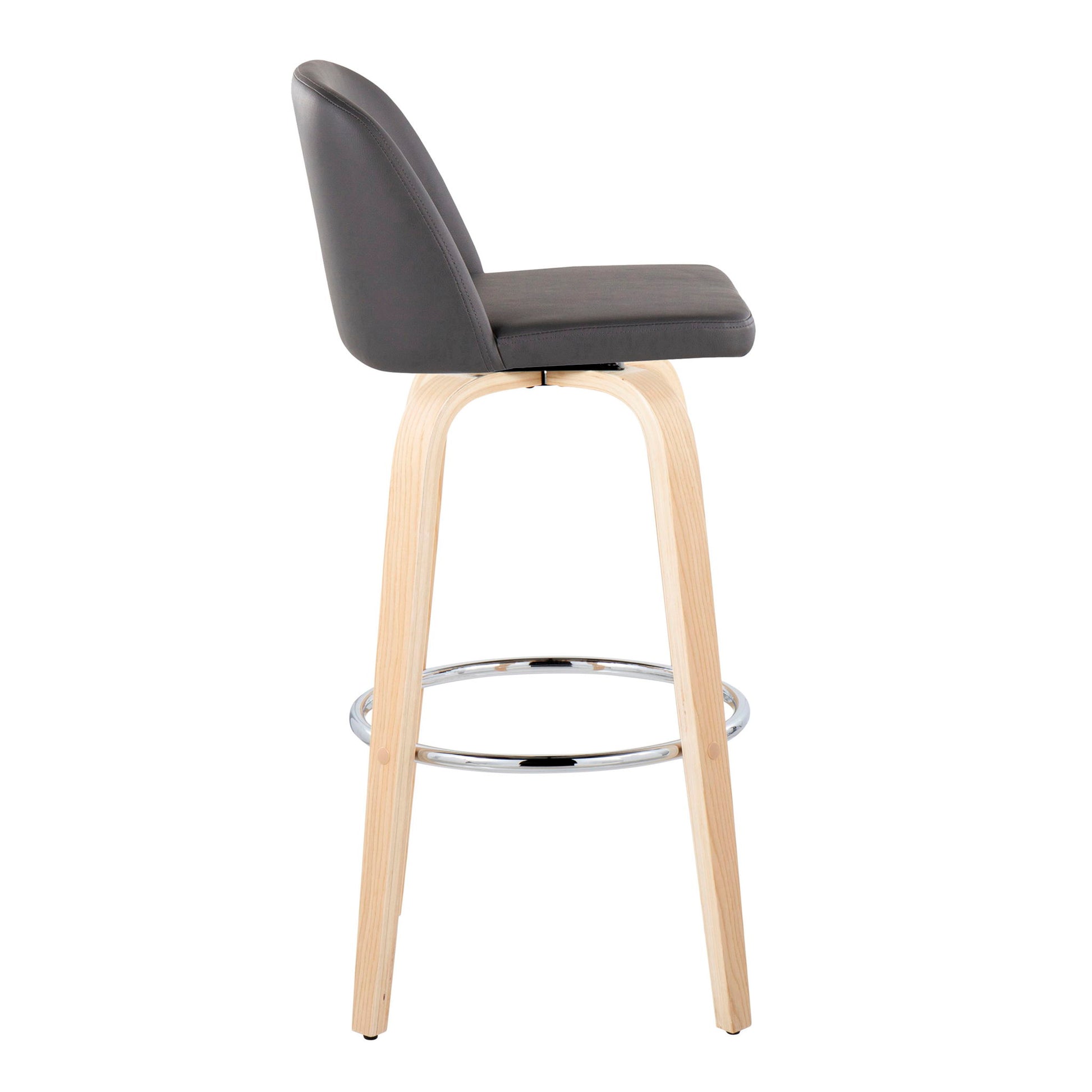 Toriano - Contemporary Fixed Height Barstool & Swivel With Round Footrest (Set of 2) Lumi Source