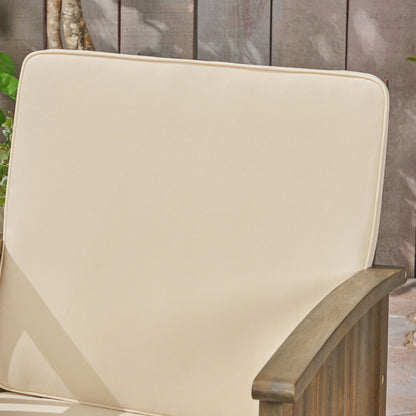 Casa Acacia Wood Club Chairs (Set of 2) With Water Resistant Cushions - Gray / Cream Noble House