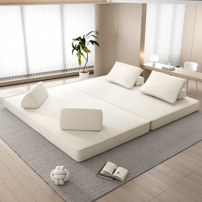 Multifunctional Convertible Sofa Bed With 2 Tumbler Backrests And 2 Pillows, Deep Seat Couch Home Essentials