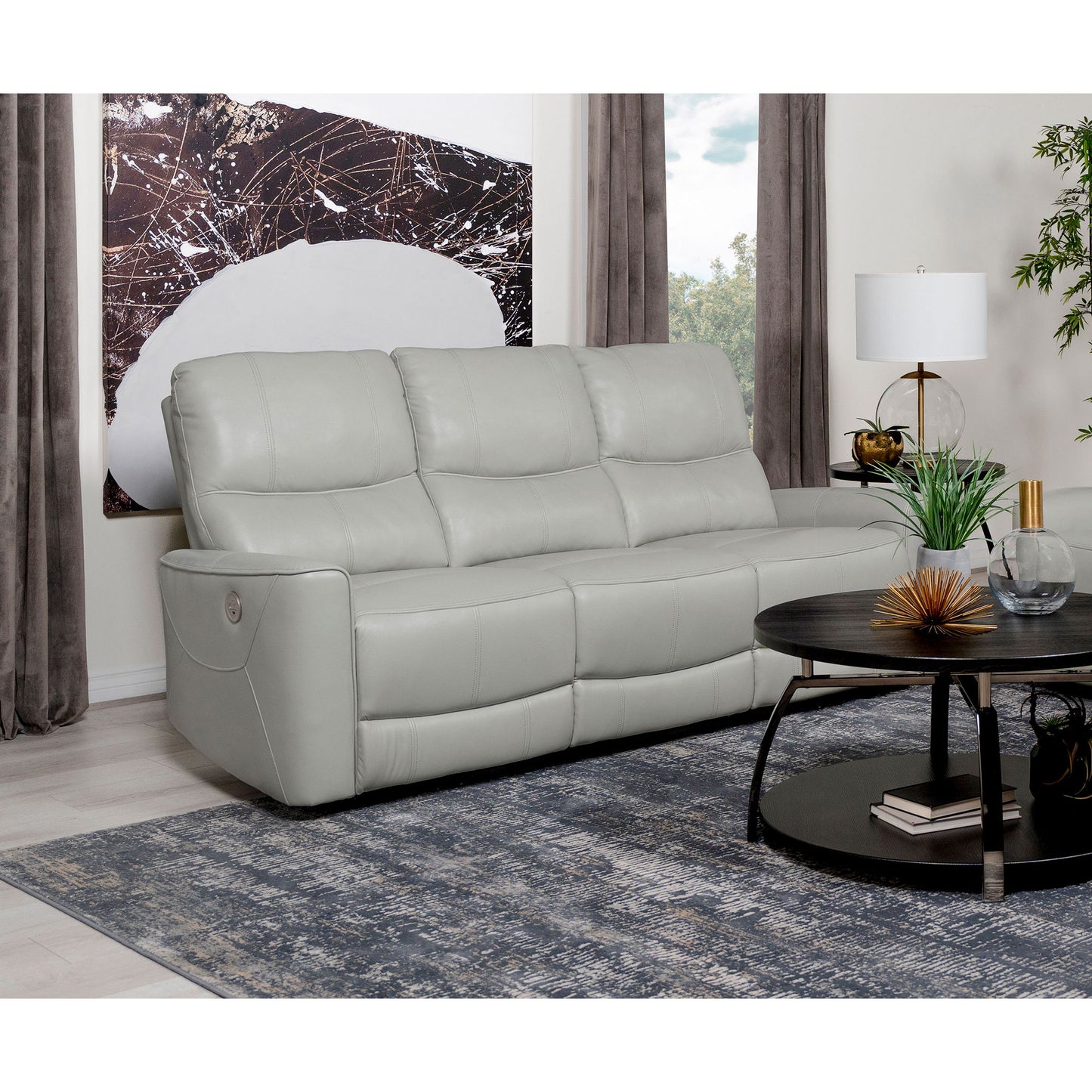 Ashland - Upholstered Power Reclining Sofa With USB Charging - Gray Furniture Max