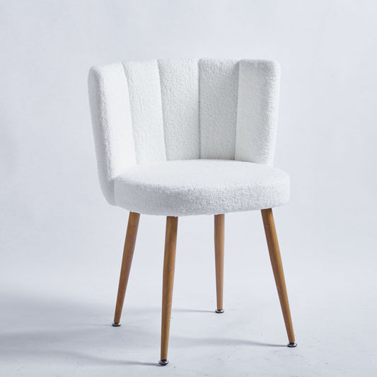 Modern Dining Chair (Set of 2) With Iron Tube Wood Color Legs, Shorthair Cushions And Comfortable Backrest, Suitable For Dining Room, Living Room, Cafe, Simple Structure Home Essentials