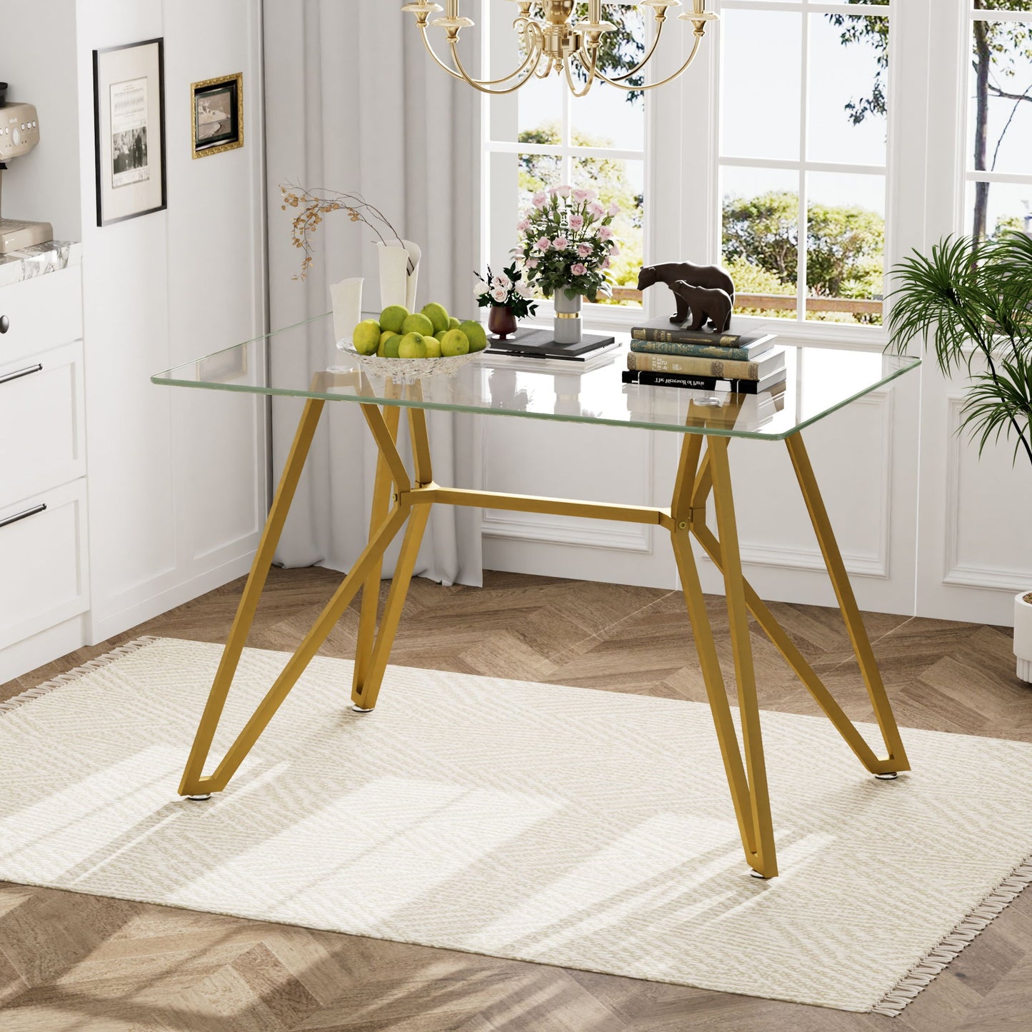 Modern Glass Dining Table With Metal Legs Home Essentials