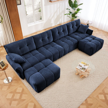 Sofa Set With Ottoman And Pillows, Textured, High Resilience Cushions Home Essentials