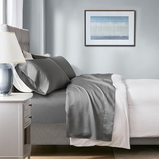 1000 Thread Count - HeiQ Smart Temperature Cotton Blend 4 Piece Sheet Set - Charcoal Beautyrest