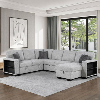 Giza - Modular Sectional Sofa With Sleeper, Storage, USB Charging - Gray Matrix Furniture Group