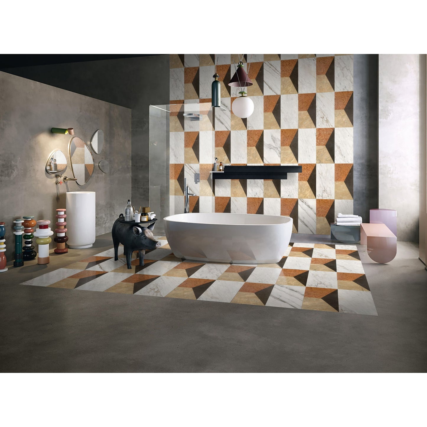 Waterjet Marble 4 Color Marble For Floor And Wall Polished Marble Tile Stone 1 Box Each Pattern 2 Pieces - White / Multi Daily Nest