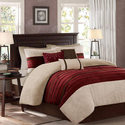 Palmer - King Piece Comforter (Set of 7) - Red Madison Park